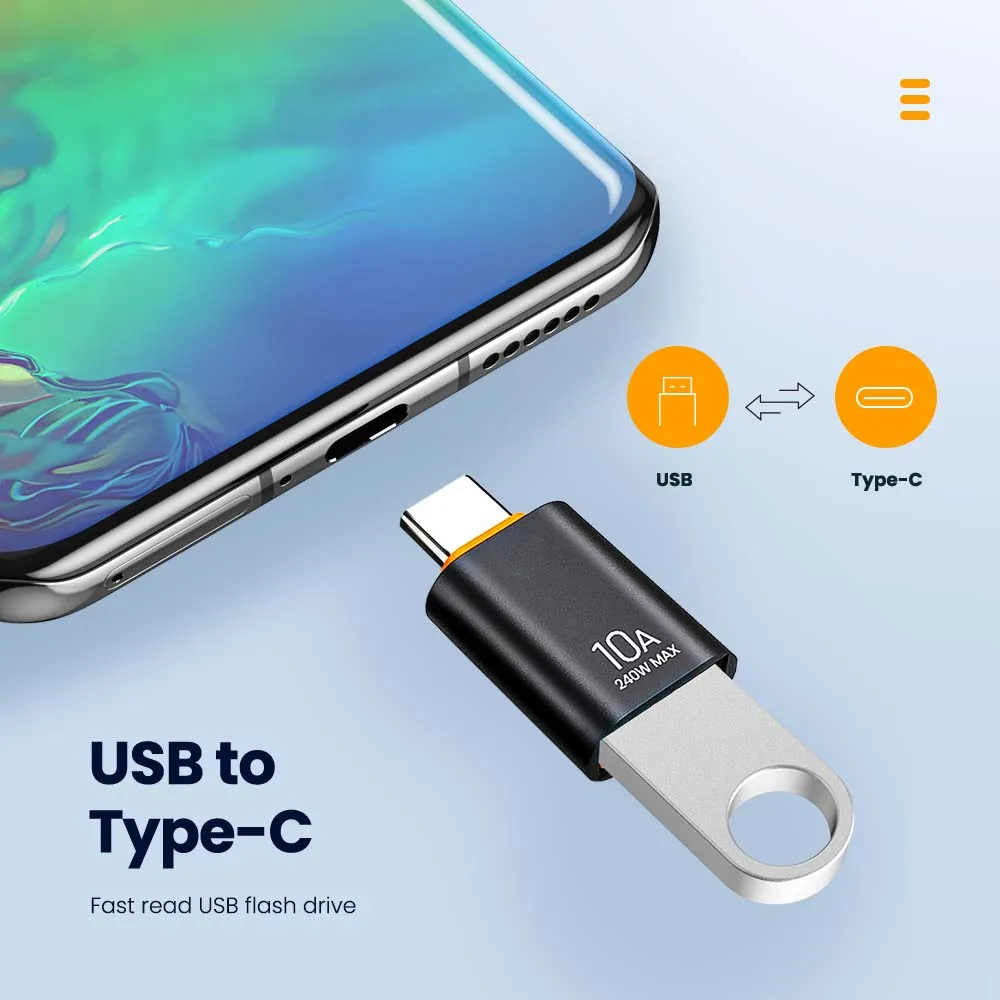 10A OTG USB מסוג C העברת נתונים מתאם מסוג C נקבה ל-USB זכר ממיר מתאם טעינה מהירה עבור Samsung Xiaomi Huawei התמונה 1