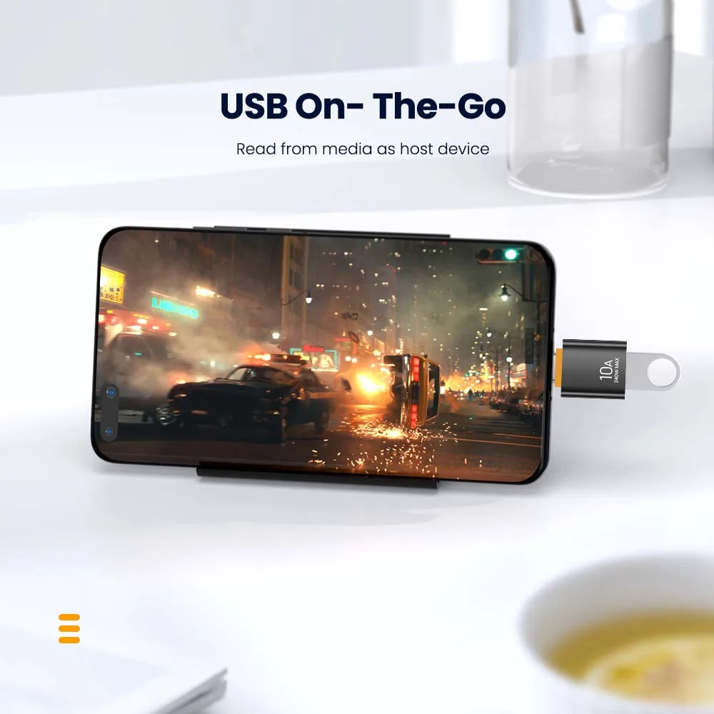 10A OTG USB מסוג C העברת נתונים מתאם מסוג C נקבה ל-USB זכר ממיר מתאם טעינה מהירה עבור Samsung Xiaomi Huawei התמונה 3