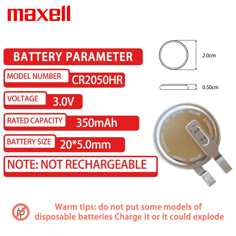 1PCS MAXELL CR2050 CR2050HR BR2050 LM2050 2050 3V סוללת ליתיום עבור שליטה מרחוק לצפות מידה סטופר צעצוע כפתור המטבע הנייד התמונה 1