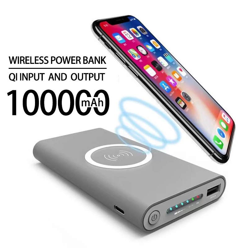 200000mAh אלחוטית בנק כוח דו-כיווני טעינה מהירה Powerbank מטען נייד מסוג-c סוללה חיצונית עבור ה-iPhone התמונה 5