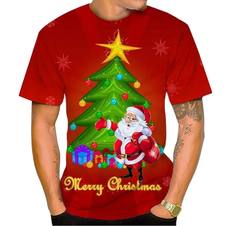 2022 חולצה הדפסת 3d אנשים זה ערב חג המולד מזדמן מגניב שרוול קצר חולצות קיץ יוניסקס חג המולד Tshirts גברים נשים 6xl התמונה 1
