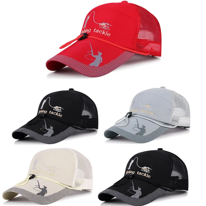 2023 חדש רשת דיג כובע עם שרוך מתכוונן ספורט מגן השמש כובע יוניסקס דיג ספורט בייסבול משולבת כמוסות התמונה 0