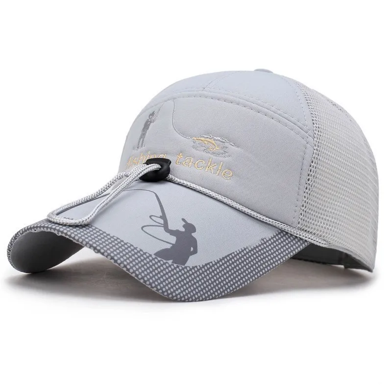 2023 חדש רשת דיג כובע עם שרוך מתכוונן ספורט מגן השמש כובע יוניסקס דיג ספורט בייסבול משולבת כמוסות התמונה 3