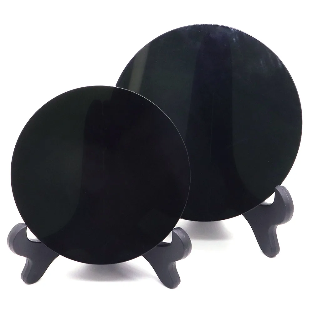 6 8 10 12 סיבוב צלחת מראה טבעי פנינה שחור, אובסידיאן ריפוי אבן קריסטל פנג שואי מלאכה השולחן בבית תפאורה מתנה עם בעל התמונה 0