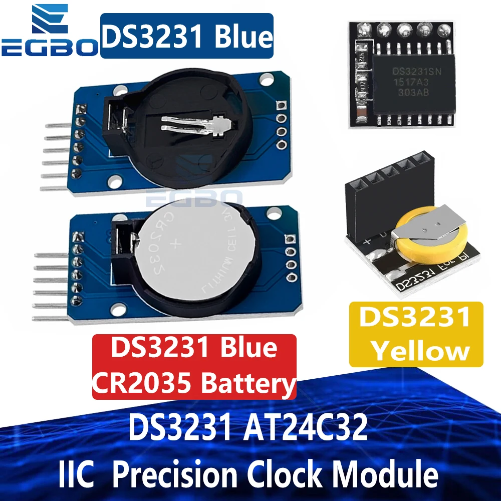 EGBO DS3231 AT24C32 IIC מודול דיוק השעון מודול DS3231SN מודול הזיכרון DS3231 מיני מודול בזמן אמת 3.3 V/5V עבור פטל התמונה 0