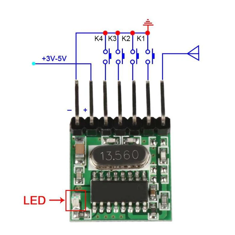 QIACHIP 5pcs/lot 433 MHz Superheterodyne משדר RF Module 433Mhz מתג שליטה מרחוק 1527 למידה קוד DIY עבור Arduino התמונה 2