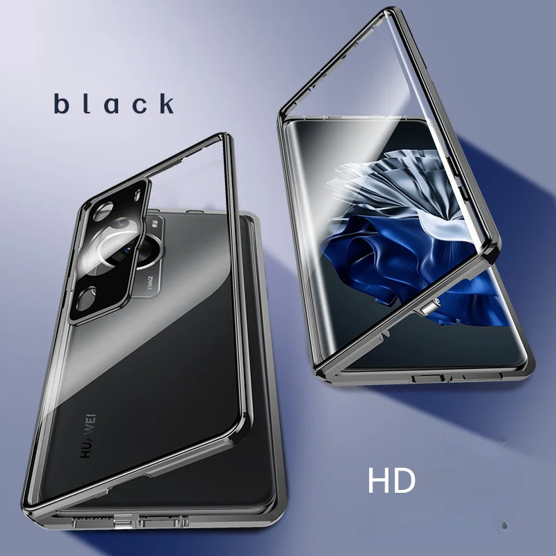 דו-צדדי זכוכית מקרה טלפון עבור Huawei P60 P60Pro 60Art מגנטי מקרה 360° הגנה מלאה נגד סתיו כיסוי מגן התמונה 2