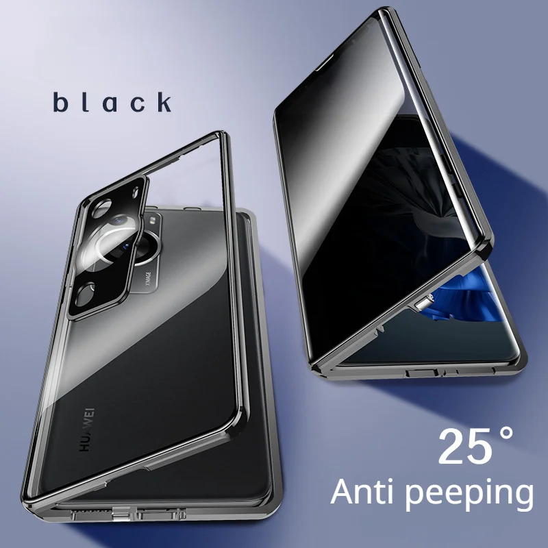 דו-צדדי זכוכית מקרה טלפון עבור Huawei P60 P60Pro 60Art מגנטי מקרה 360° הגנה מלאה נגד סתיו כיסוי מגן התמונה 3