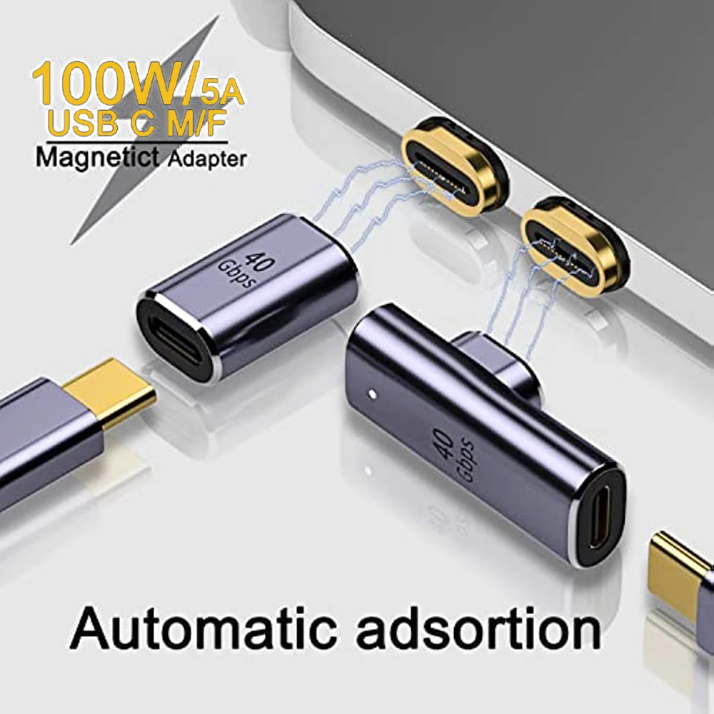 המרפק סוג C מתאם מגנטי מטען USB OTG C מגנט ממיר טעינה מהירה של 90 מעלות זווית ישרה USBC נתוני אודיו מאריך התמונה 1