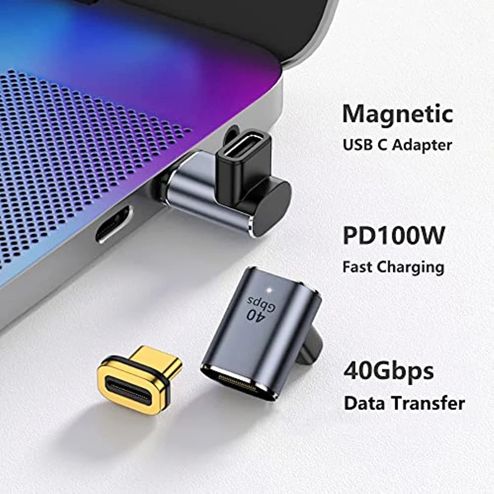 המרפק סוג C מתאם מגנטי מטען USB OTG C מגנט ממיר טעינה מהירה של 90 מעלות זווית ישרה USBC נתוני אודיו מאריך התמונה 2
