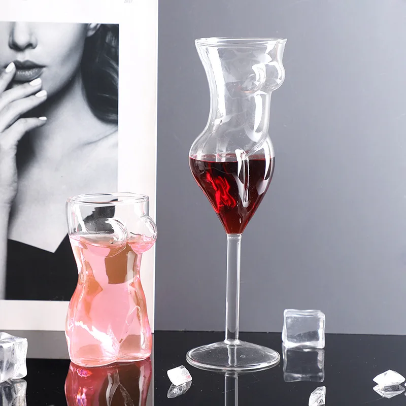 יצירתי לכוס זכוכית הגוף קוקטייל כוסות יין, מיץ, חלב, מים קפה סקסי גביע נשים כוס שמפניה לחתונה מסיבת בר מועדון התמונה 0