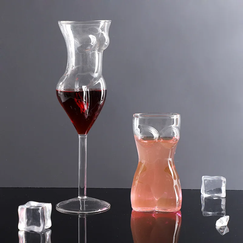 יצירתי לכוס זכוכית הגוף קוקטייל כוסות יין, מיץ, חלב, מים קפה סקסי גביע נשים כוס שמפניה לחתונה מסיבת בר מועדון התמונה 1