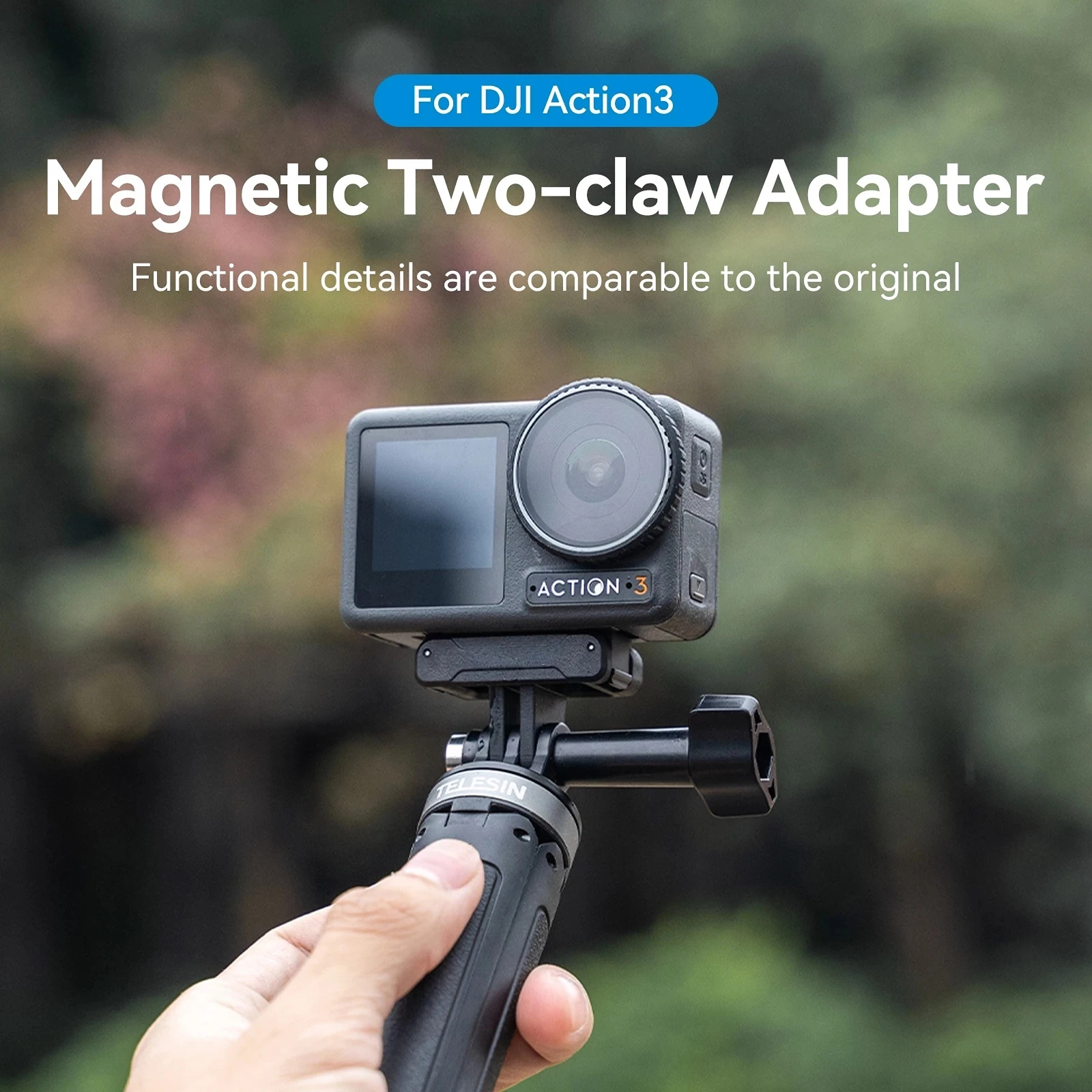 מגנטי Selfie מקל חצובה שני טופר מתאם עבור DJI Action3 מצלמה אבזרים עבור DJI אוסמו פעולה 3 מתאם התמונה 1