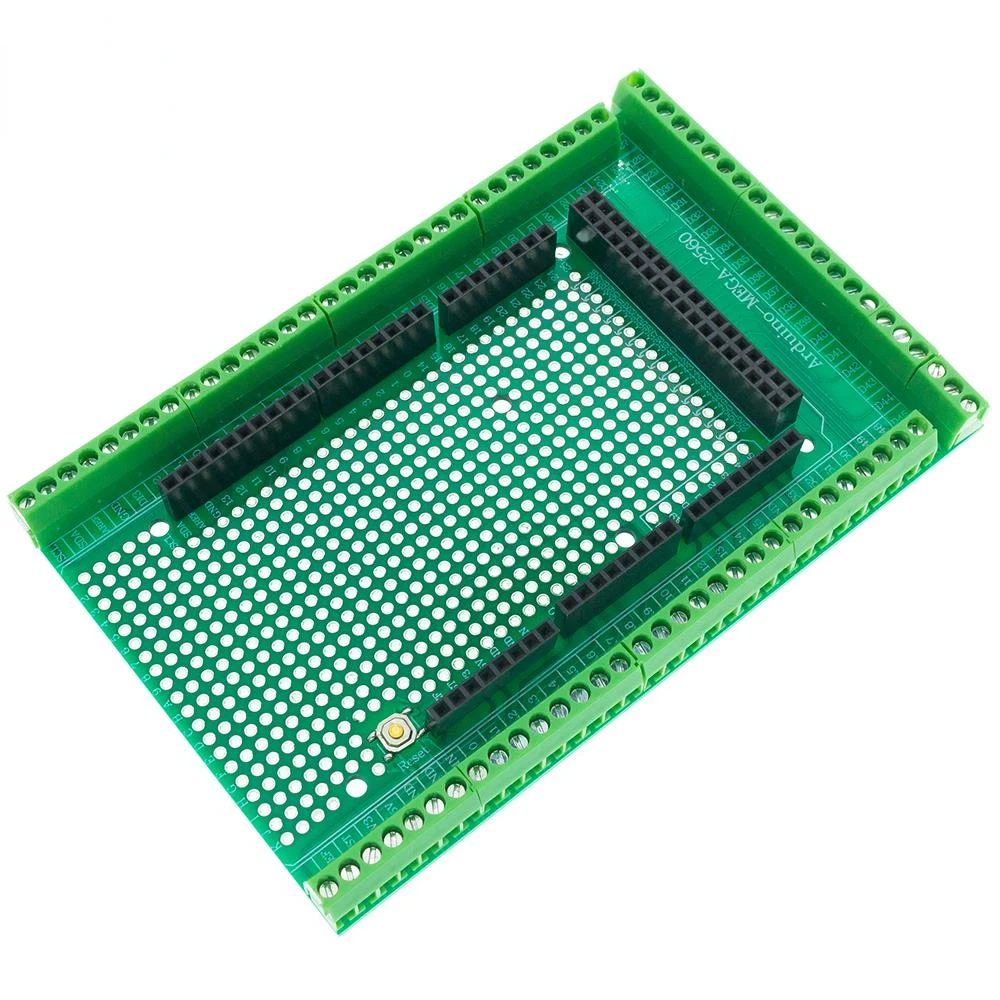 על Arduino Mega 2560 DIY אלקטרוניקה מעגלים PCB, כפול בצד PCB טיפוס לעזאזל עם טרמינל בלוק המגן לוח קיט התמונה 1