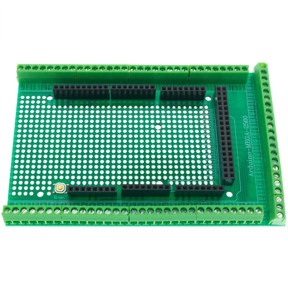 על Arduino Mega 2560 DIY אלקטרוניקה מעגלים PCB, כפול בצד PCB טיפוס לעזאזל עם טרמינל בלוק המגן לוח קיט התמונה 2