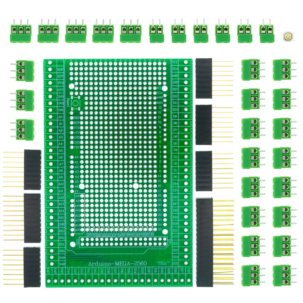 על Arduino Mega 2560 DIY אלקטרוניקה מעגלים PCB, כפול בצד PCB טיפוס לעזאזל עם טרמינל בלוק המגן לוח קיט התמונה 4