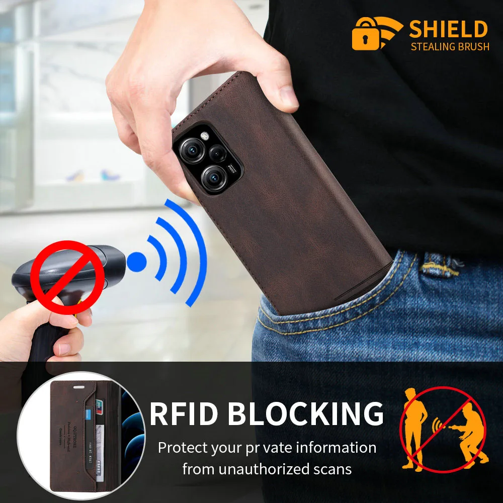 על Redmi הערה 11 Pro בתוספת 12 Pro 5G Case Flip עור מגן RFID הספר להגן על Xiaomi Redmi 12s 12t 12r 11s 4G הארנק קאפה התמונה 4