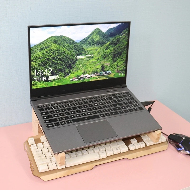 עץ נייד לעמוד התאספו להצבה על הברכיים קמה על 11-17 מחשב נייד אינץ עץ קירור תושבת עבור ה-Macbook של Dell חיזוק בסיס תמיכה התמונה 4