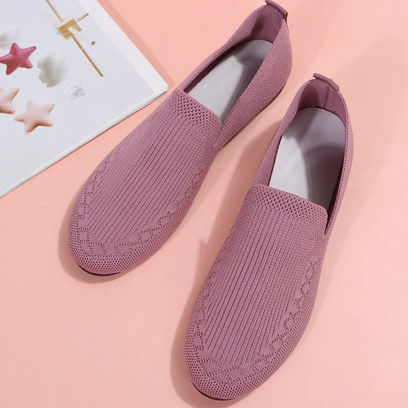 שטוח בלרינה, נעלי נשים 2023 חדש רשת לנשימה אנטי להחליק נעלי נשים להחליק על נעלי קשישים אמא Zapatillas Mujer התמונה 4