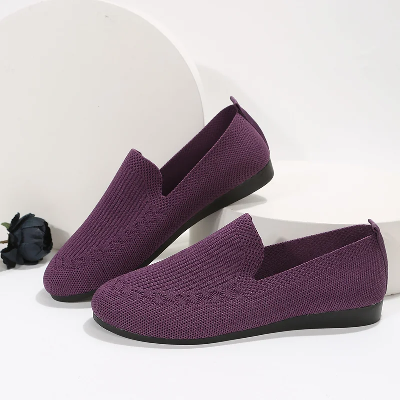 שטוח בלרינה, נעלי נשים 2023 חדש רשת לנשימה אנטי להחליק נעלי נשים להחליק על נעלי קשישים אמא Zapatillas Mujer התמונה 5