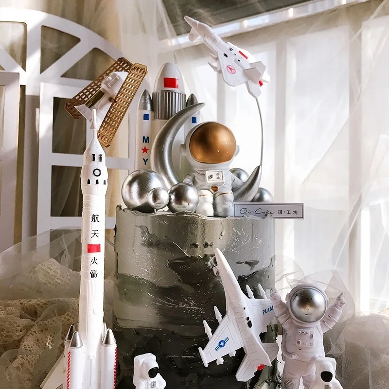 תעופה טילים קישוט עוגת אסטרונאוט אפייה קישוטים עבור להולדת התינוק מעדיף החלל החיצון נושא מסיבת יום הולדת Decors התמונה 1