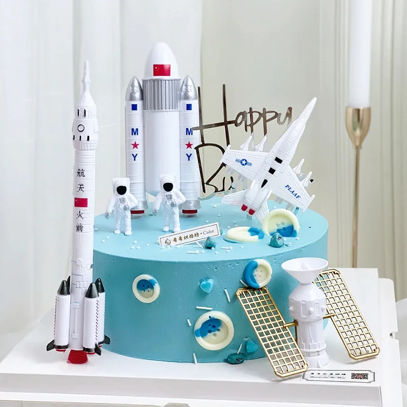 תעופה טילים קישוט עוגת אסטרונאוט אפייה קישוטים עבור להולדת התינוק מעדיף החלל החיצון נושא מסיבת יום הולדת Decors התמונה 4